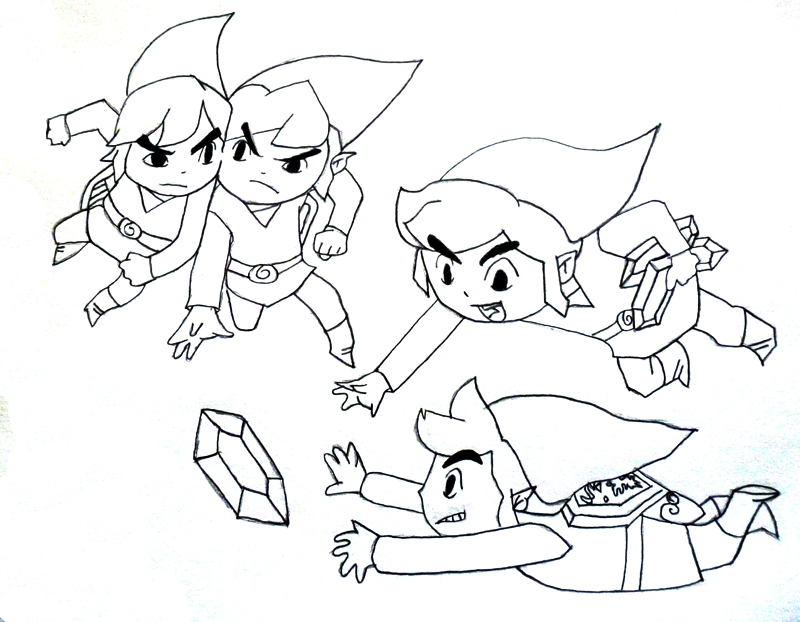 800x622 Zelda Four Swords Lineart By Robev