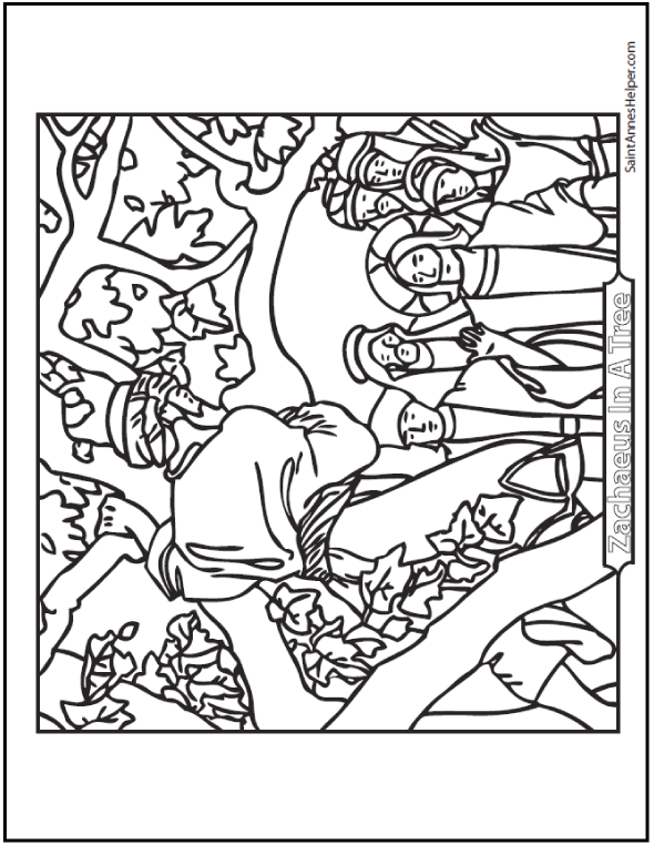 590x762 Jesus And Zacheus Coloring Page