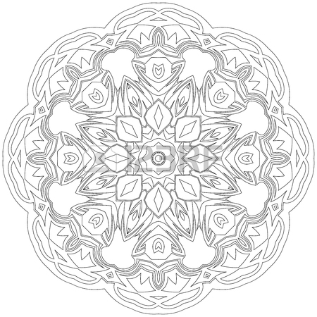 450x450 Black Symmetric Mandala Like A Adult Coloring Page Royalty Free