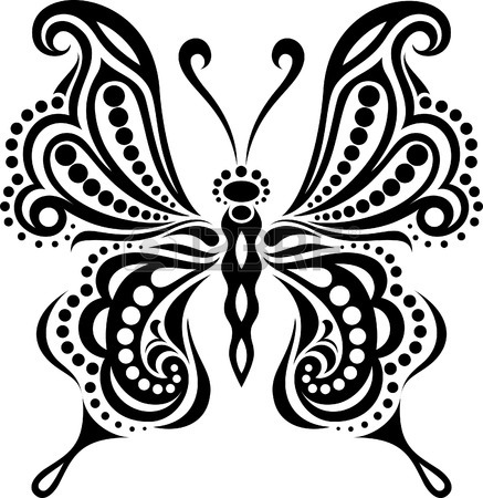 437x450 Delicate Butterfly Silhouette. Drawing Of Lines And Points