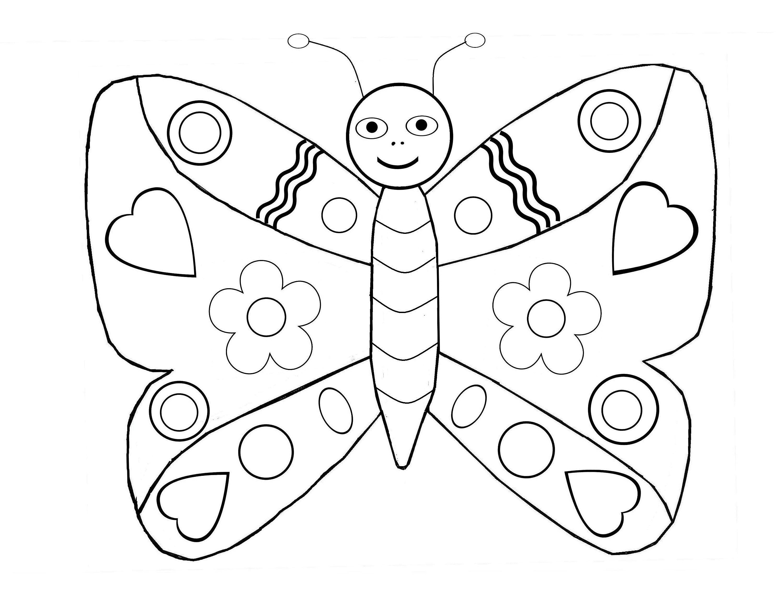 2998x2258 Simple Symetric Butterfly Insects Coloring Pages For Kids