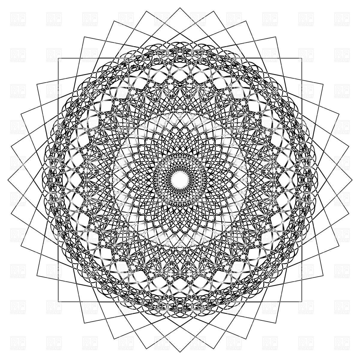 1200x1200 Symmetrical Geometric Ornamental Round Design Royalty Free Vector