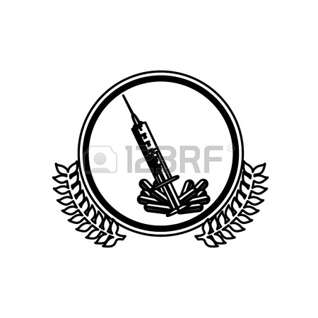 450x450 Silhouette Hand Drawing Syringe Icon Vector Illustration Royalty