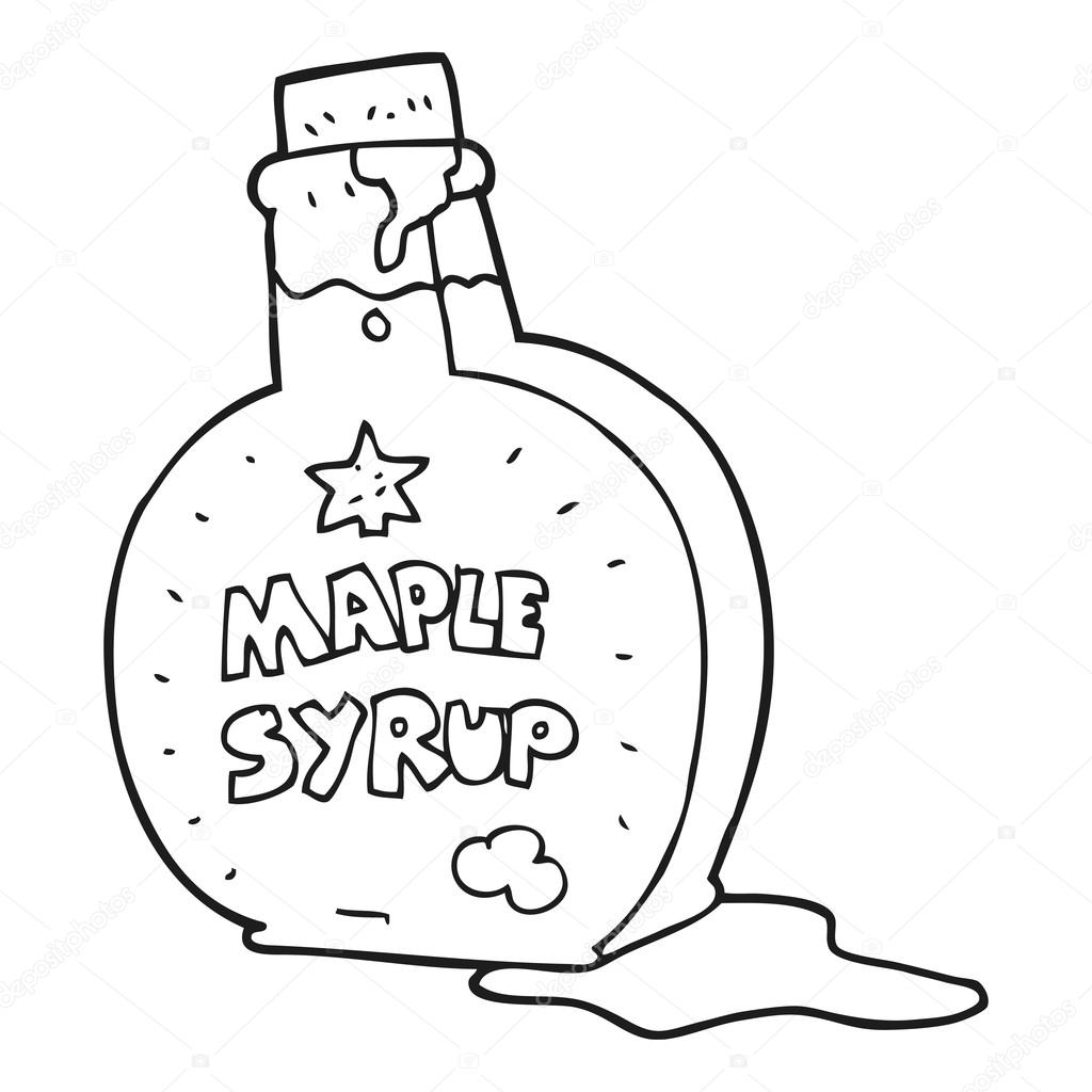1024x1024 Black And White Cartoon Maple Syrup Bottle Stock Vector
