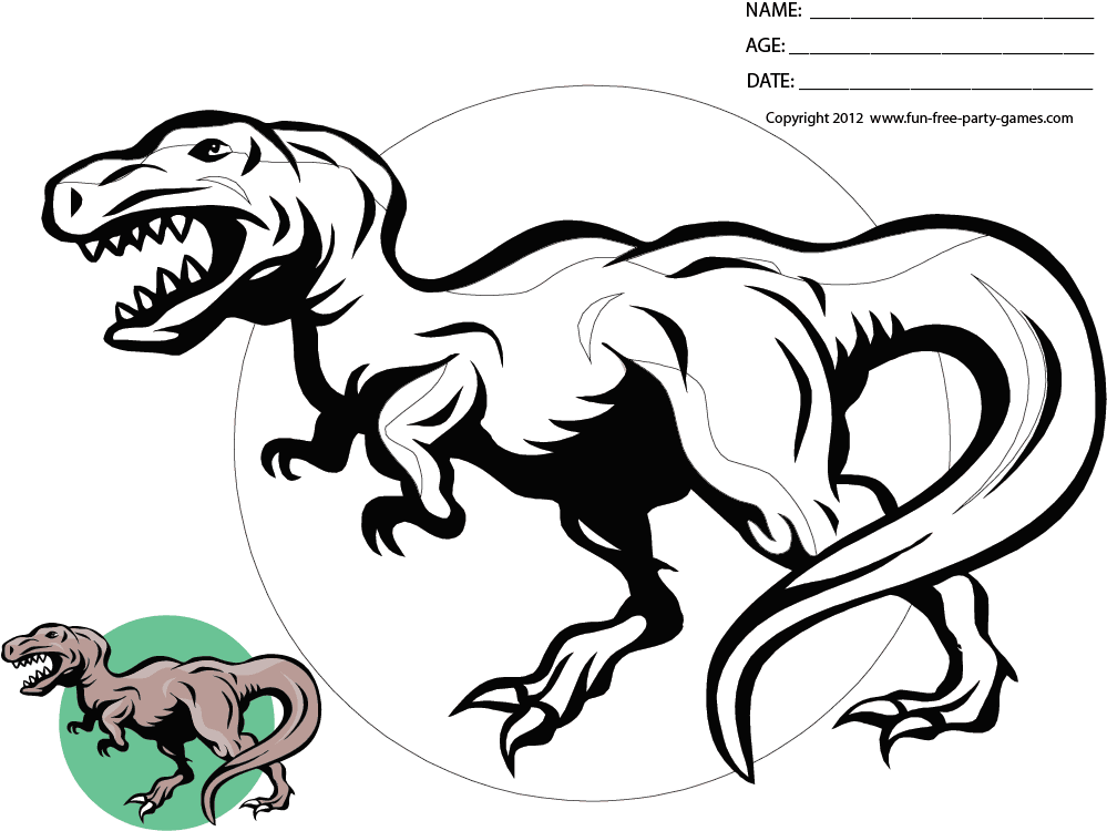 999x750 Free Dinosaur Coloring Sheets Cartoon Dinosaur Tyrannosaurus Rex
