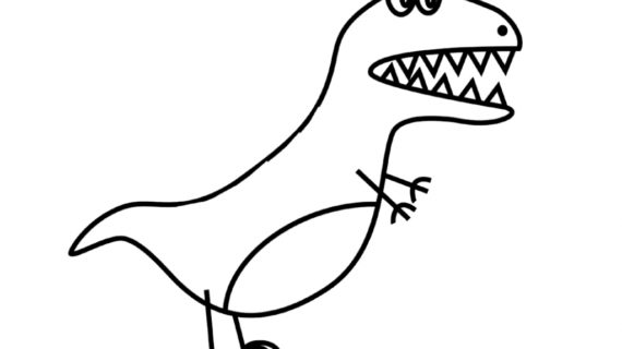 570x320 Simple T Rex Drawing How To Draw Dinosaur T Rex In Simple Lines