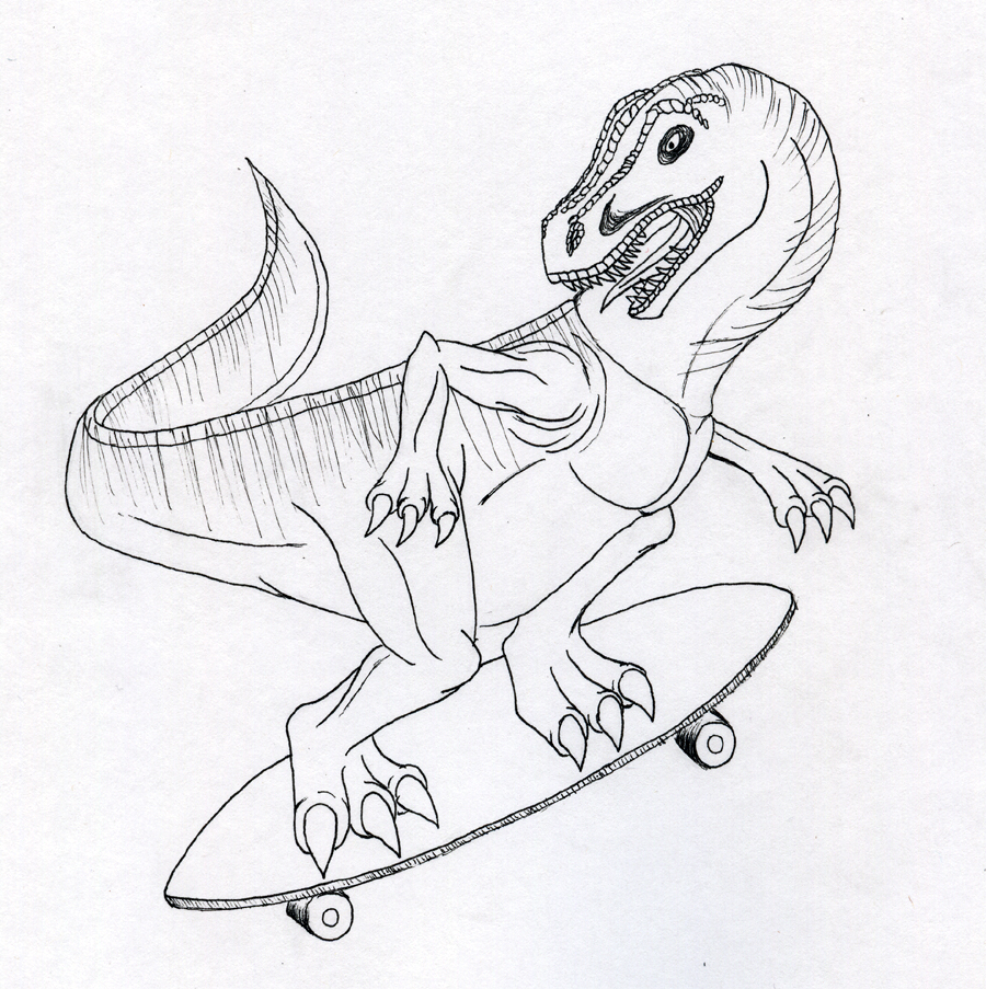 900x903 Longboarding T Rex Style By Goldfox