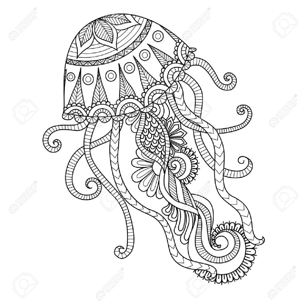 1300x1300 Hand Drawn Jellyfish Style For Coloring Page,t Shirt Design Effect