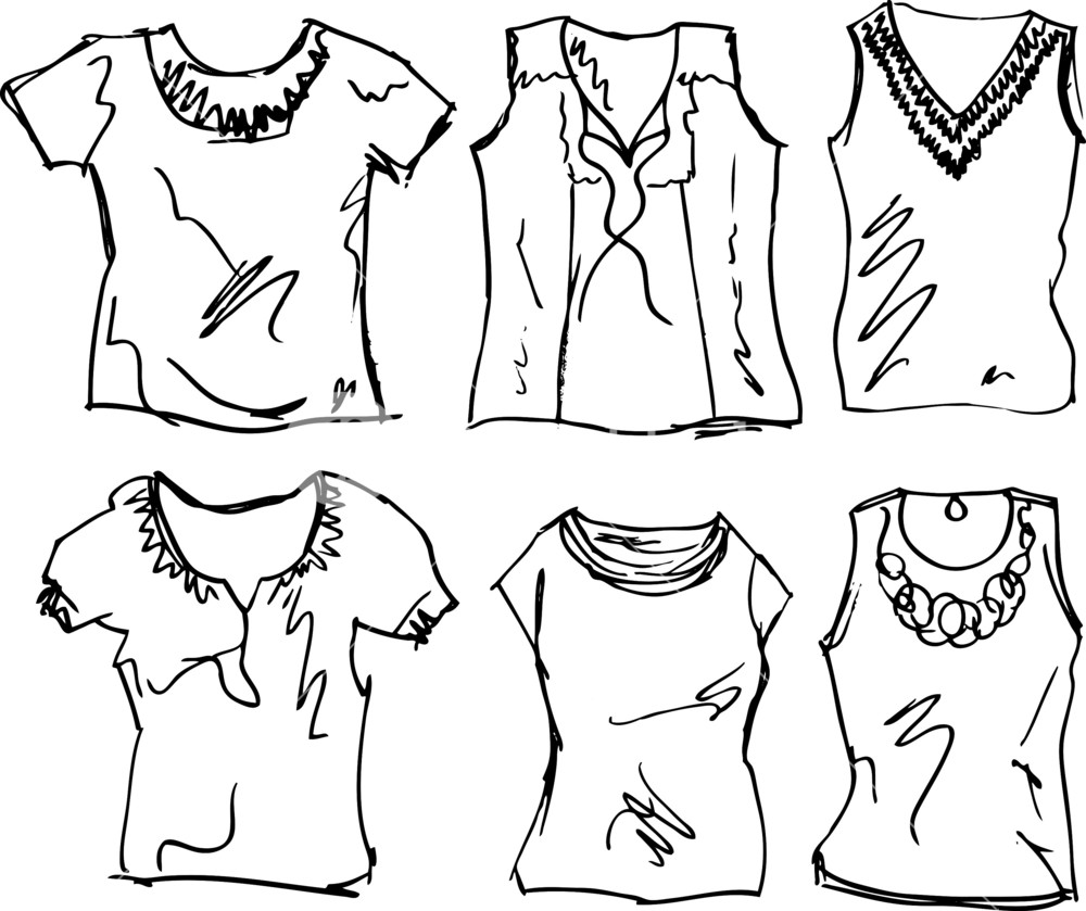 1000x839 Sketch Of Women's T Shirt. Vector Illustration Royalty Free Stock