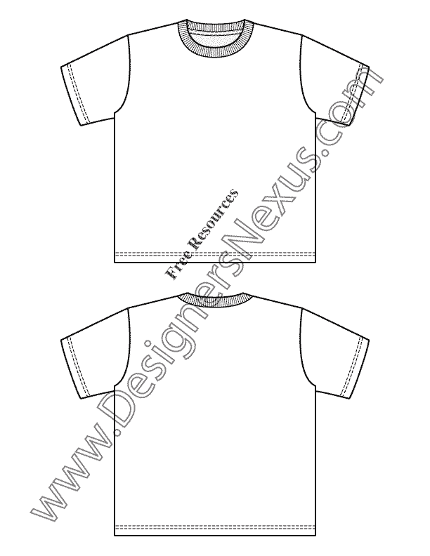612x792 V28 Childrens T Shirt Template Flat Fashion Sketch