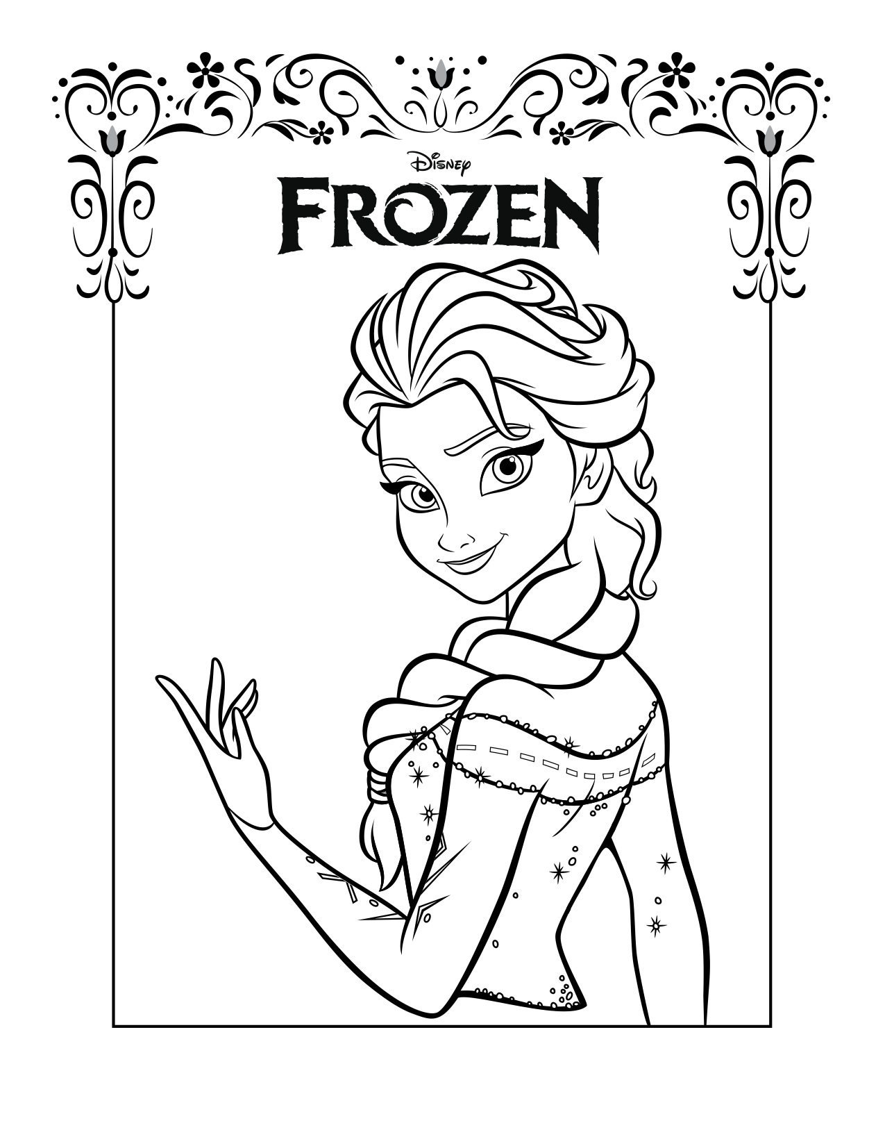 1275x1650 Frozen Elsa Template Stencil For Craft, T Shirt, Colouring