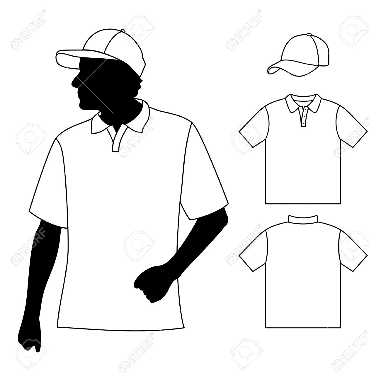 1300x1300 T Shirt Men S Polo Shirt Template With Human Body Silhouette