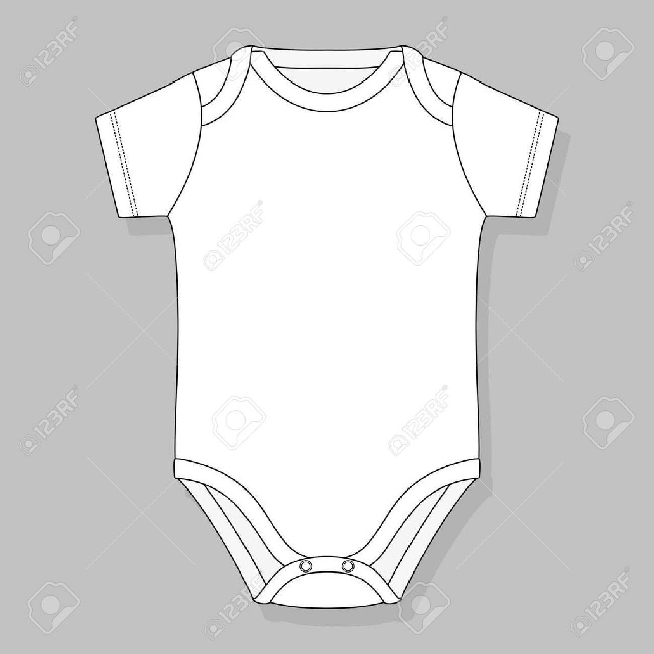 1300x1300 Baby Bodysuit Flat Sketch Template Isolated On Grey Background