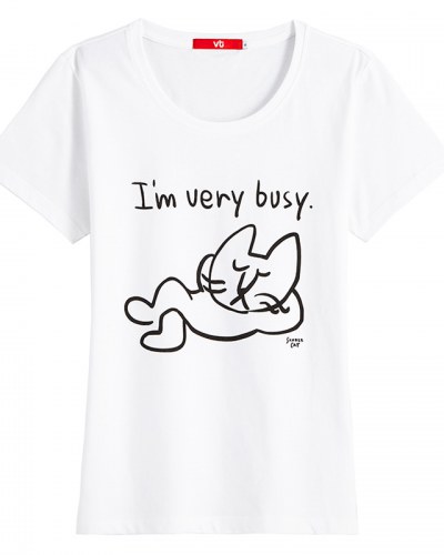 400x500 Funny Cat T Shirt For Girls Hand Drawn Style I Am Very Busy Letter