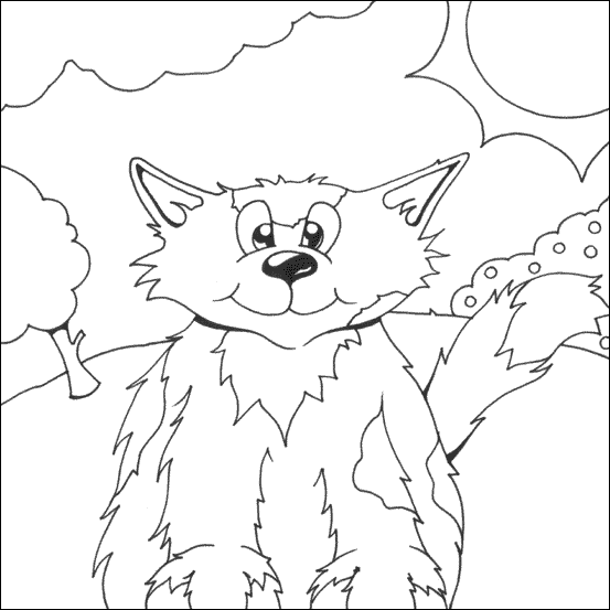 553x553 Tabby Cat Coloring Picture