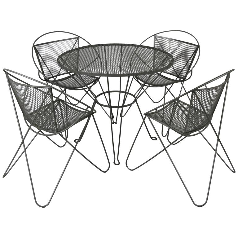 768x768 Vintage 1960s Wrought Iron Garden Table And Chairs By Woodard