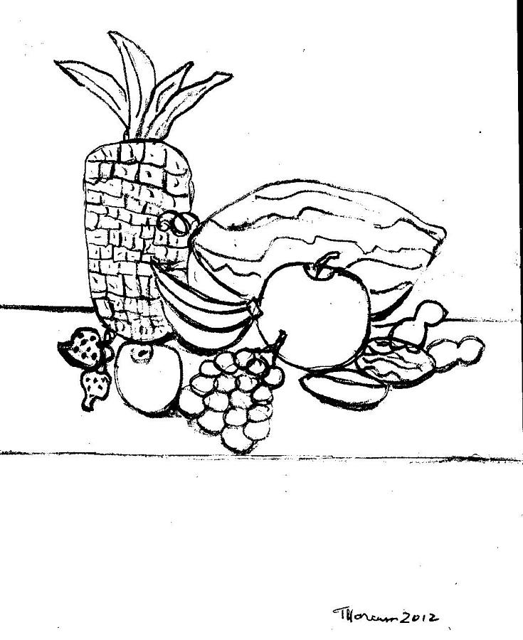 735x900 Fruit Drawing Drawing By Thelma Harcum
