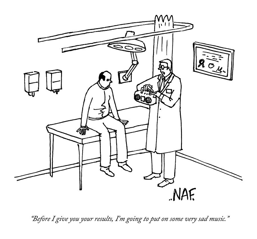 900x838 A Patient Sits On The Table In A Doctor's Office Drawing By Andy Mckay