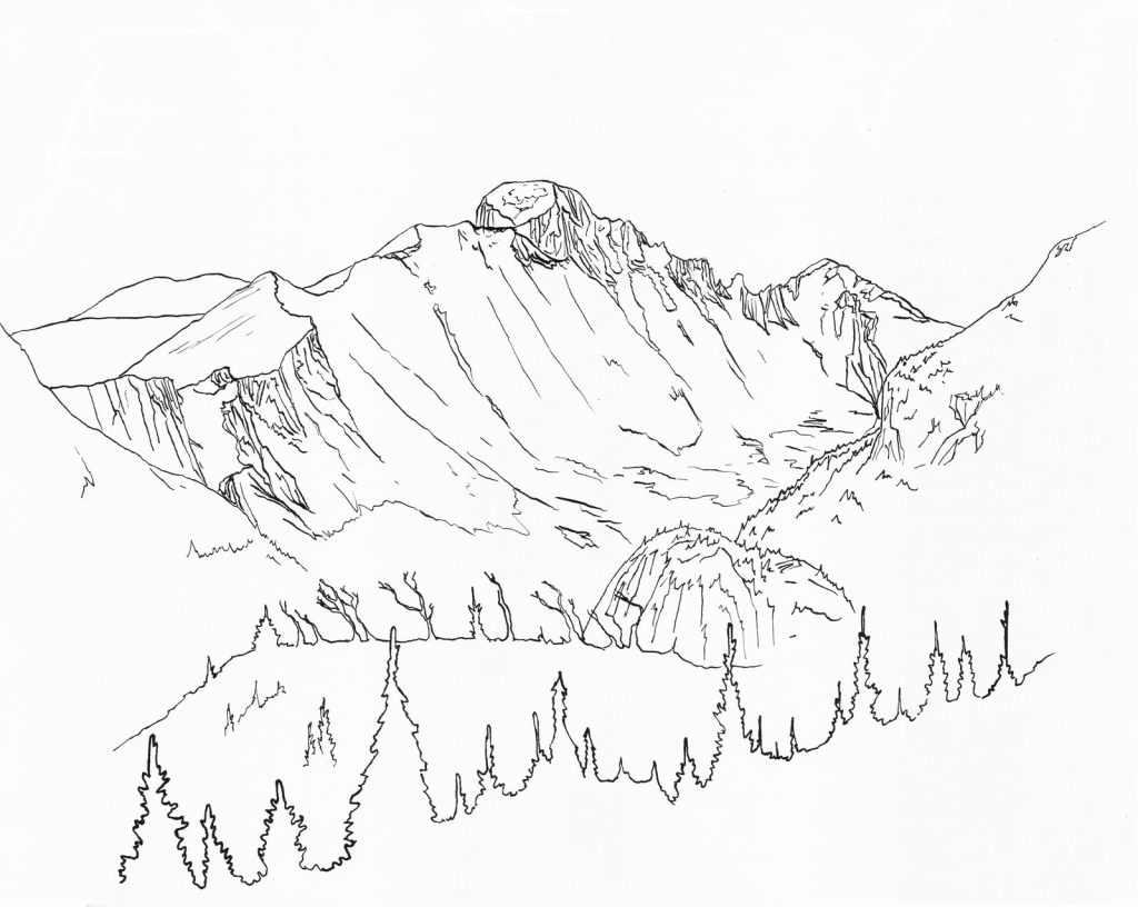 1024x816 Line Drawing Of Mountains