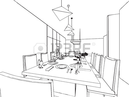 450x338 Outline Sketch Drawing Perspective Of A Interior Space Royalty