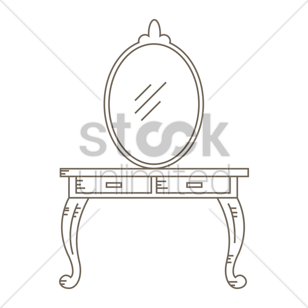 600x600 Dressing Table With Mirror Vector Image