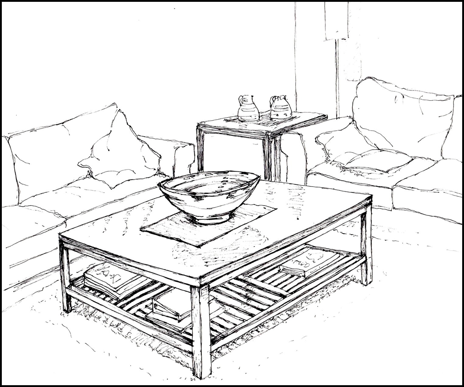 1525x1275 Modern Living Room Drawing In 2d And 3d. Ideas. Niudeco Interior