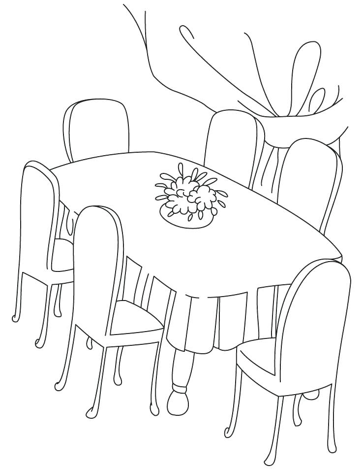 738x954 Coloring Table Six Chair Dinning Table Coloring Pages Tablet