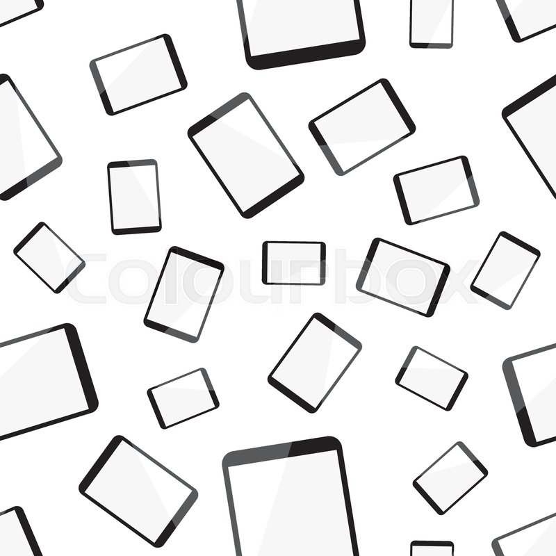 800x800 Tablet Computer Seamless Pattern Background. Business Flat Vector