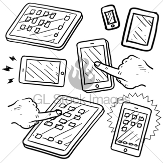 325x325 Doodle Phone Tablet Touch Gl Stock Images
