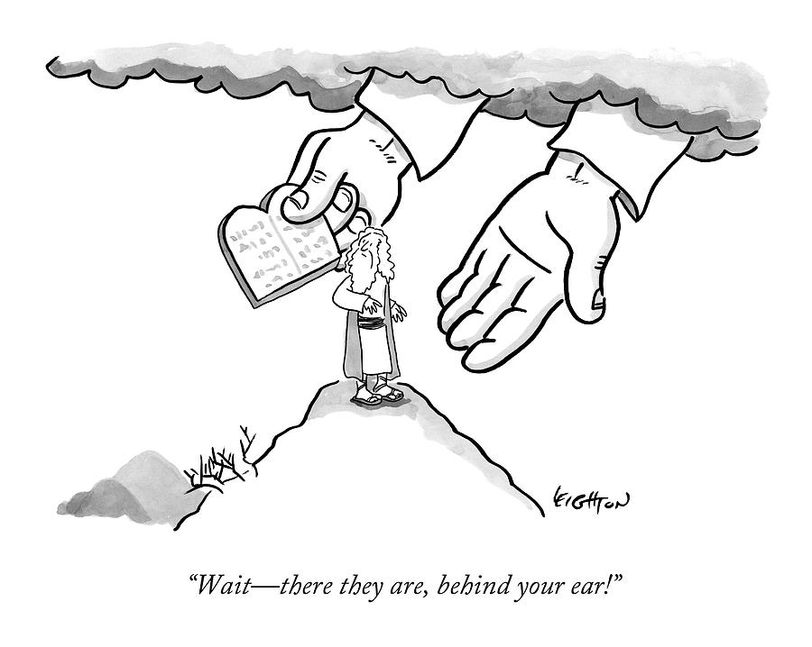 900x718 The Giant Hands Of God Hold Up The Tablets Drawing By Robert Leighton