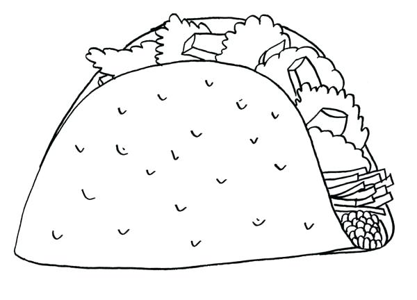 600x432 Food Pictures To Color Taco Junk Food Coloring Page Media
