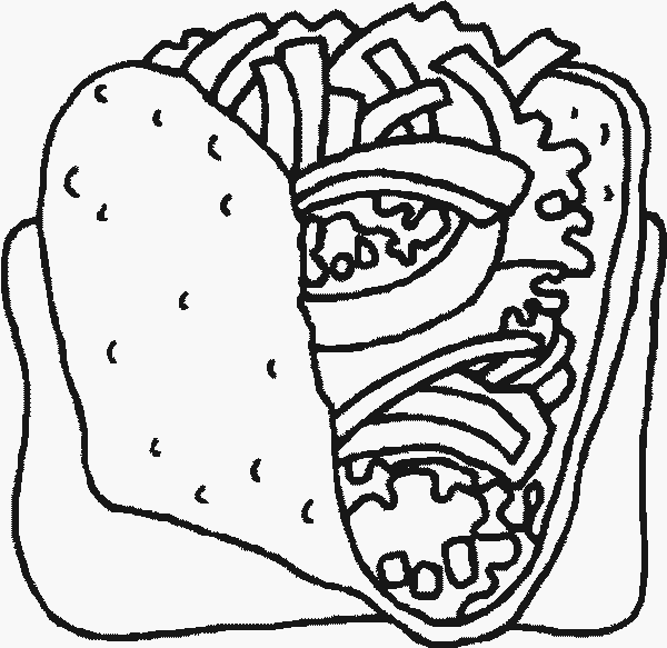 600x583 Taco Coloring Page