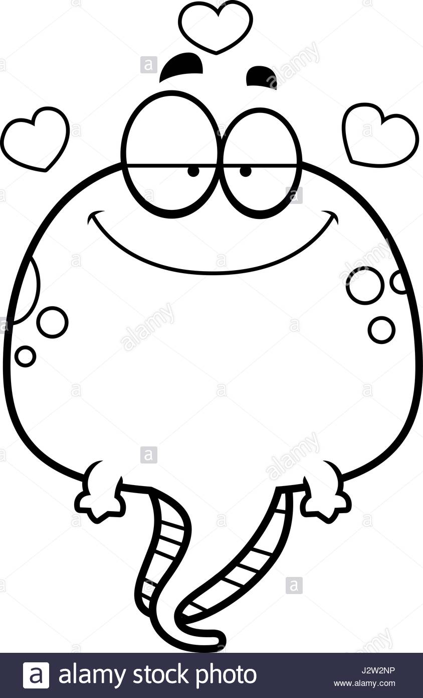 844x1390 A Cartoon Illustration Of A Tadpole In Love Stock Vector Art