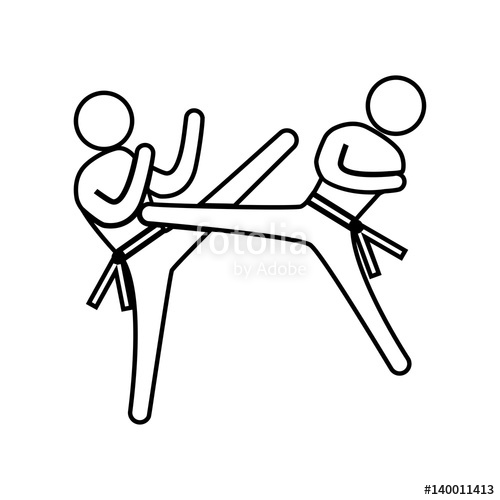 500x500 Eps10 Vector Thin Line Taekwondo Sport Icon. Summer Sport Activity