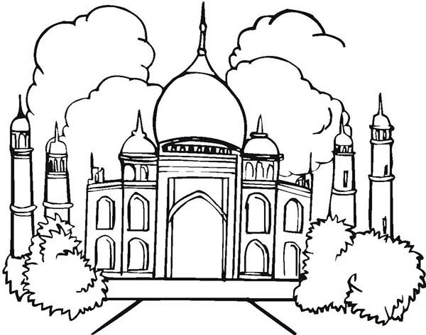600x473 Amazing Architecture Of Taj Mahal Coloring Page
