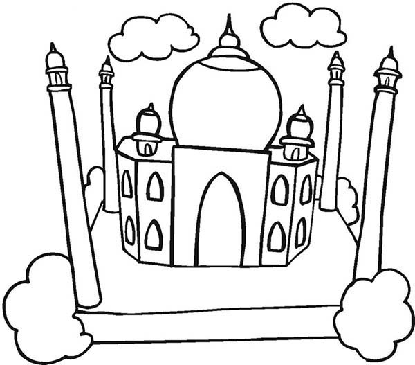600x527 Beautiful View Of Taj Mahal Coloring Page