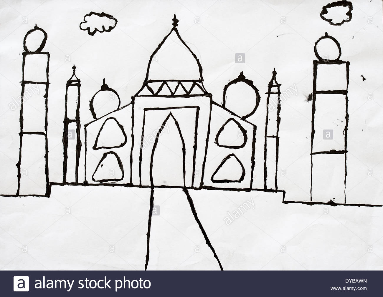 1300x1009 Childrens' Artwork Taj Mahal Stock Photo 68476849
