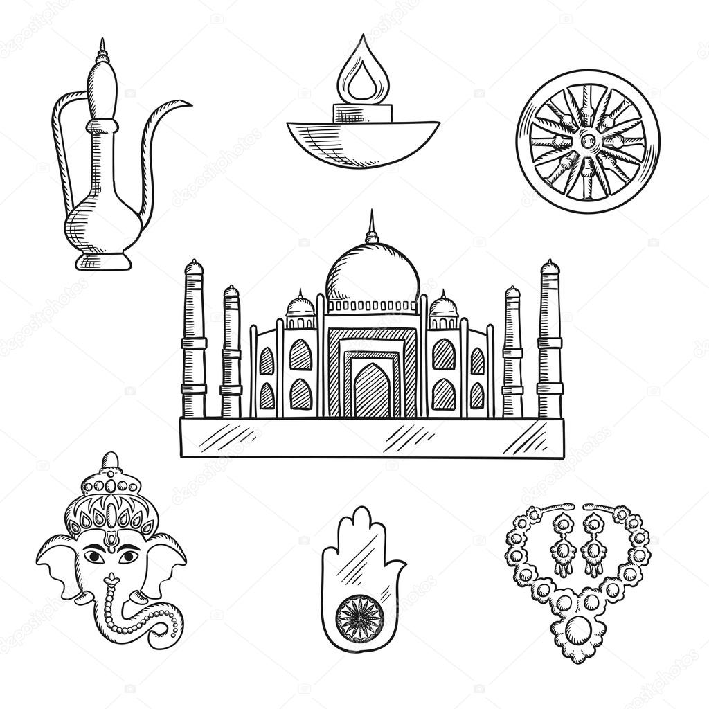 1024x1024 Indian Religion And Culture Symbols Stock Vector Seamartini