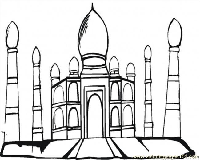 650x521 Taj Mahal In The Evening Coloring Page