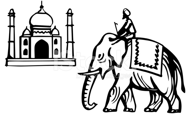 733x440 Taj Mahal And Indian Elephant Stock Vector