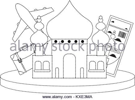 435x320 Taj Mahal Of India And Travel Ticket Stock Vector Art