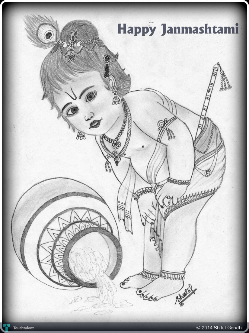 825x1102 Bal Krishna Painting In Pencil