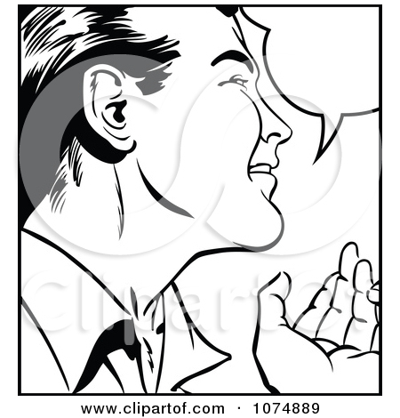 450x470 Clipart Black And White Retro Pop Art Man Talking