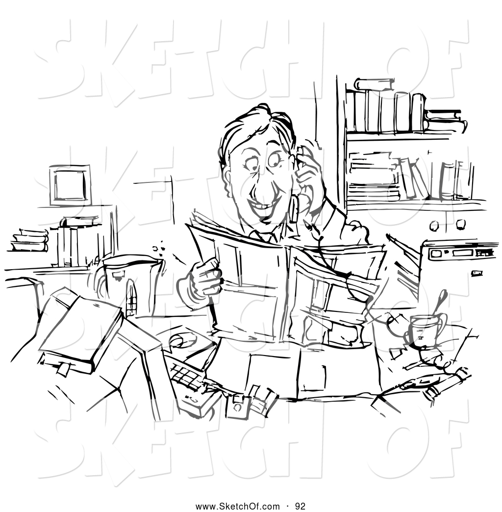 1024x1044 Drawing Of A Coloring Page Of A Happy Businessman Reading