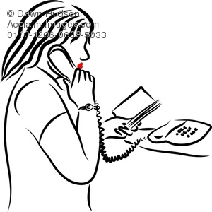 300x300 Line Drawing Of A Portrait Of A Woman Talking On The Telephone