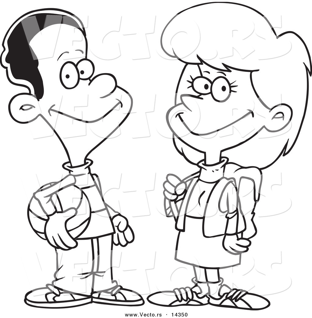 1024x1044 Vector Of A Cartoon Friendly Teen Boy Talking To A School Girl