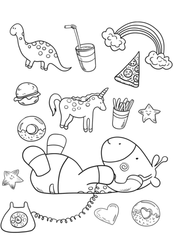 339x480 Baby Giraffe Is Talking On The Phone Coloring Page Free