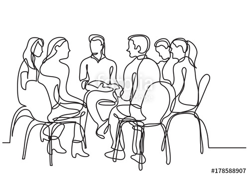 500x354 One Line Drawing Of Group Of Young People Talking Stock Image