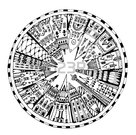 450x448 City Background With Lots Of Tall Buildings, Banks And Office