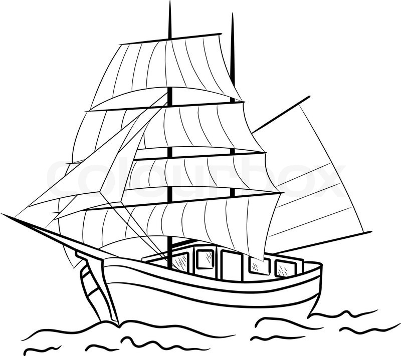 800x711 Sketch Of Nautical Sailing Vessel Stock Vector Colourbox